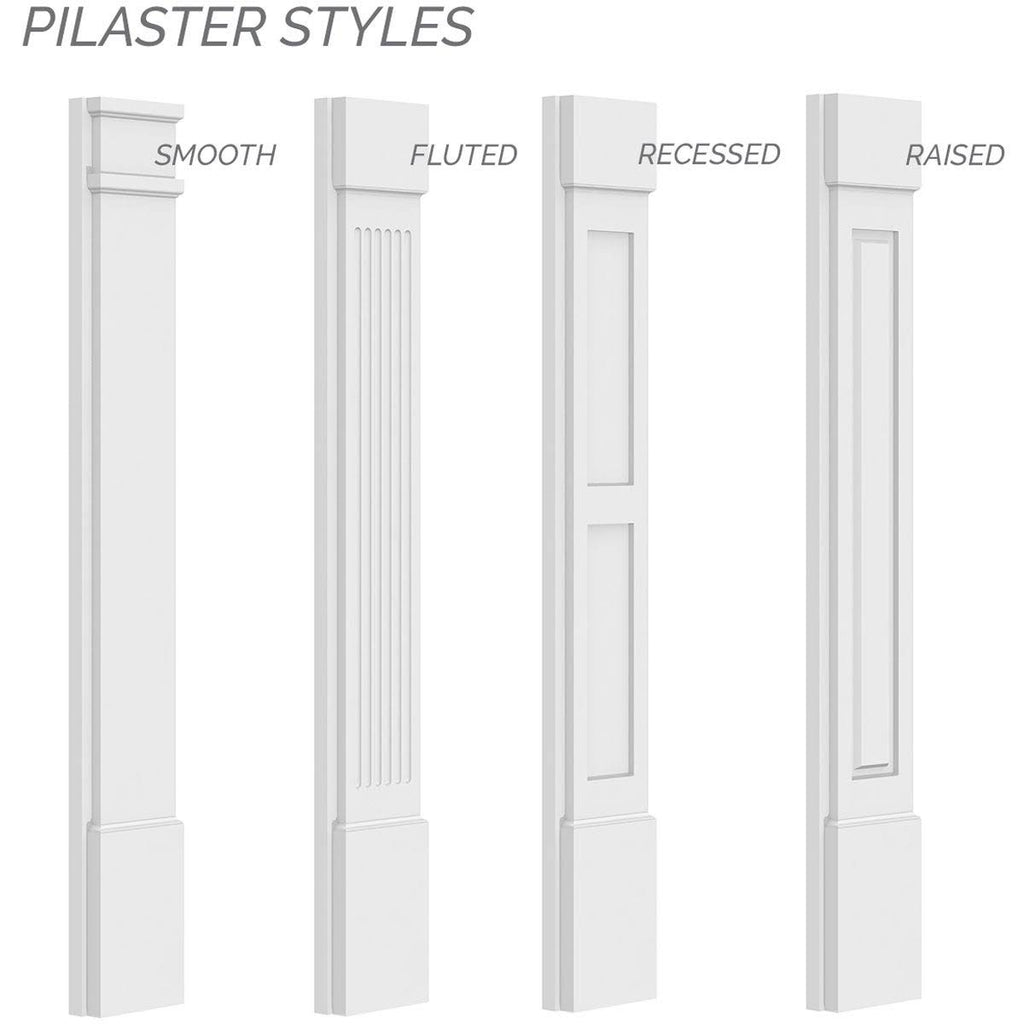 Raised Panel PVC Pilaster with Capital and Base (Pair) A492
