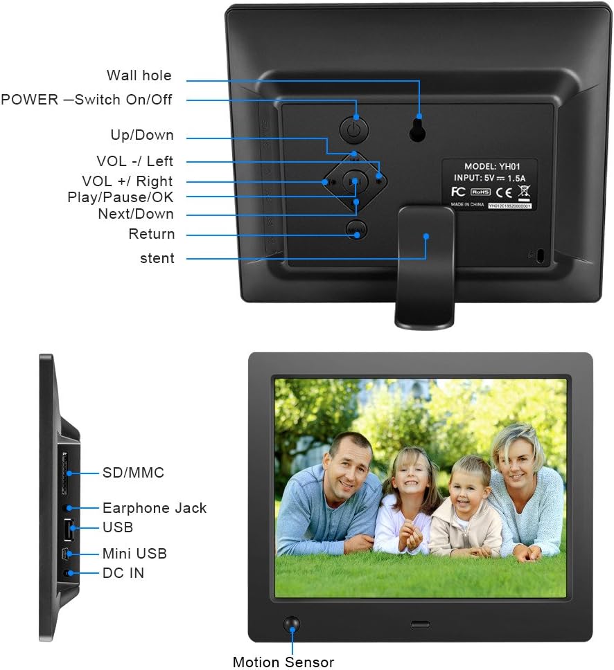 Digital Photo Frame 8 inch with Motion Sensor M9773