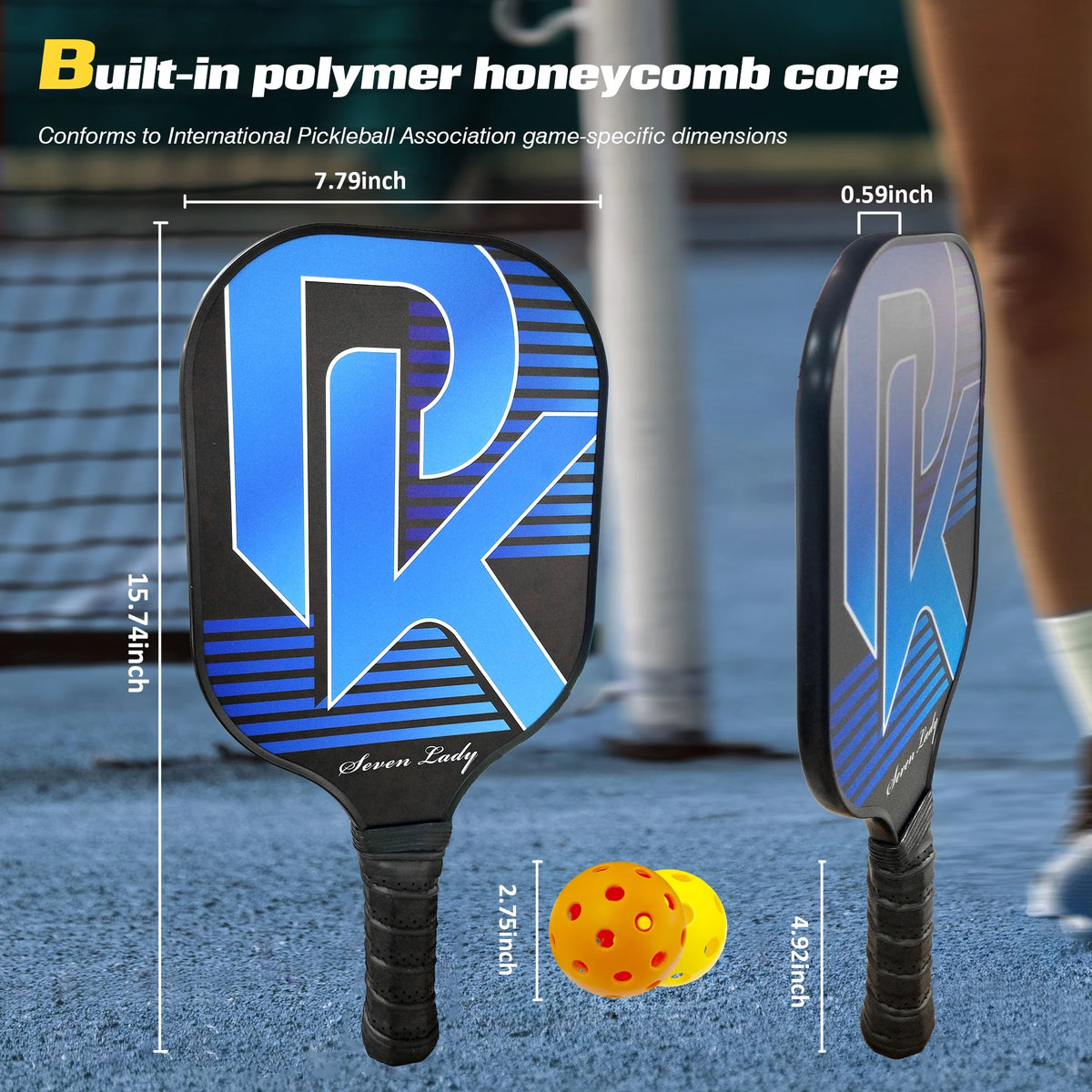 Pickleball Paddles Graphite Fiber Set with 4 Balls and Backpack T8477