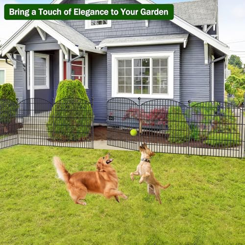 10 Panels No Dig Decorative Garden Fence 40 in x 23.6 ft Rustproof Metal Fencing J4421