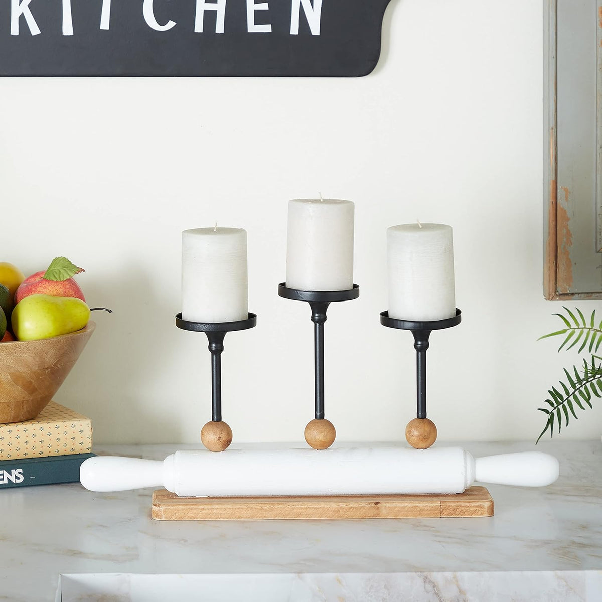 White Iron Candelabra Holds 10 Pillar Candles G848