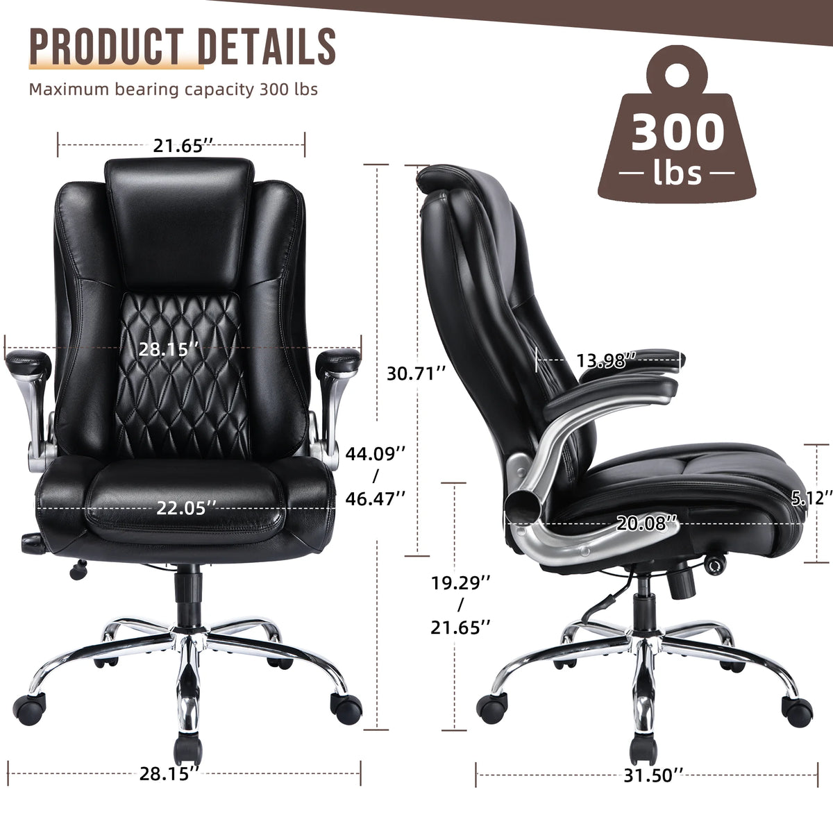 Black High Back Ergonomic Office Chair with Lumbar Support F967263