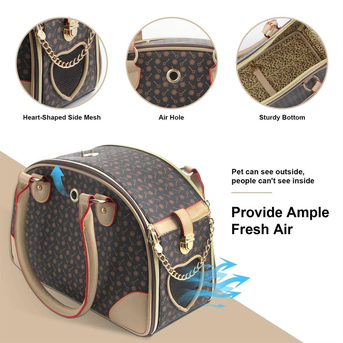 Fashion Pu Leather Dog Carrier Handbag Purse Cat Tote Bag H726280