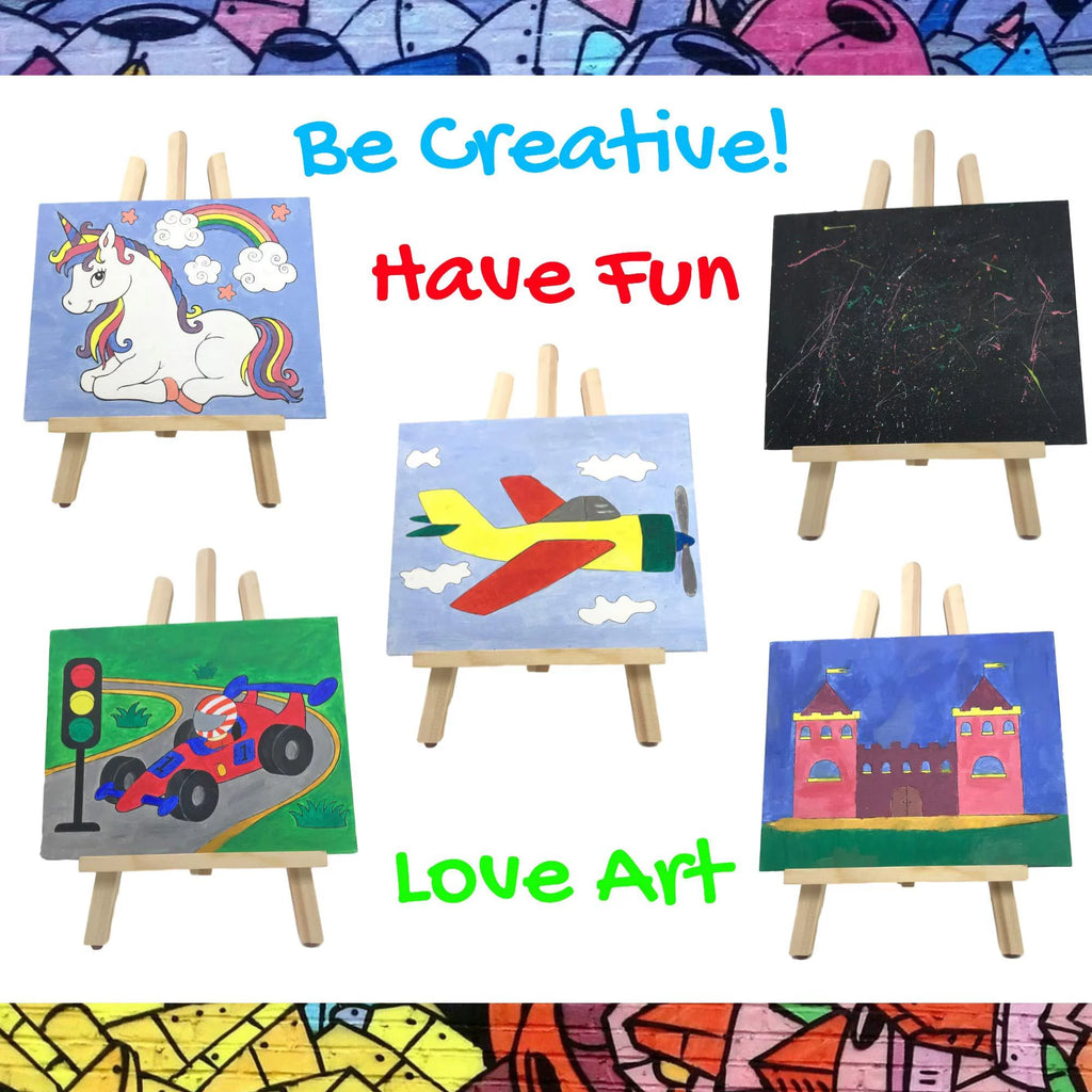 Acrylic Painting Kit with Storage Bag, Non Toxic Washable Paints, Wood Easel, Canvases, Brushes C332571