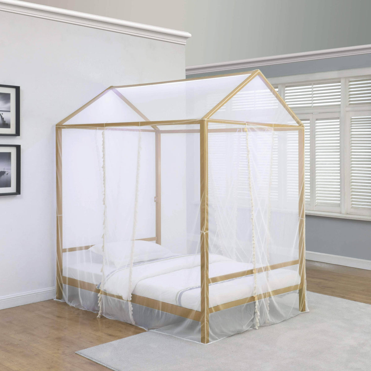 Twin Canopy Bed in Gold J3309