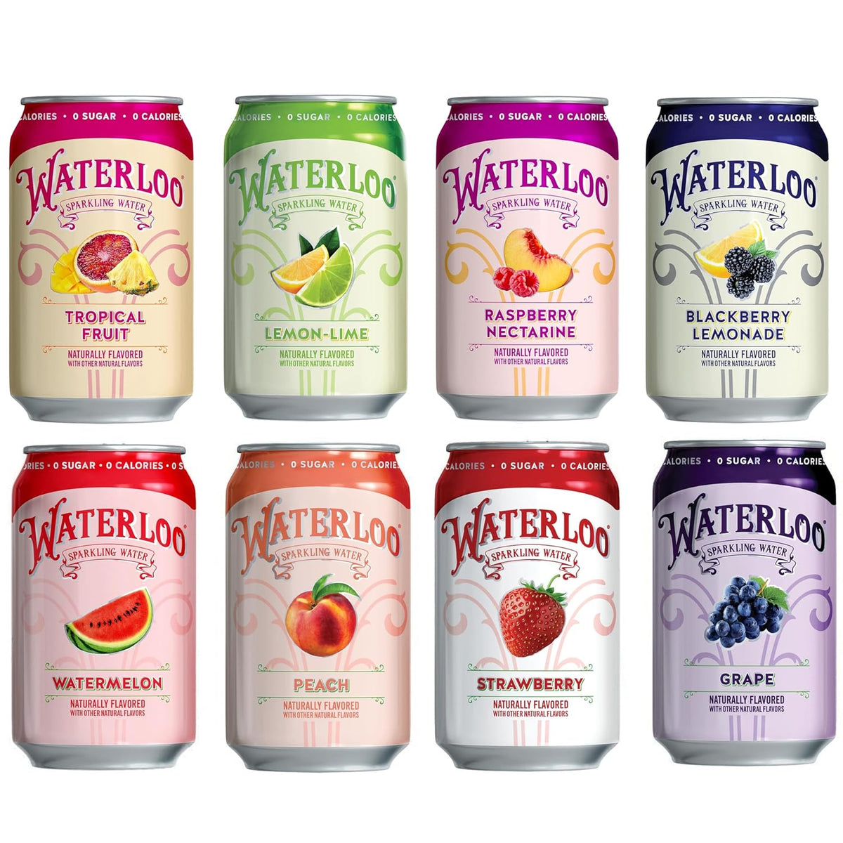 Sparkling Fruit Flavored Water, 12 Fl Oz, Pack of 24 Y183