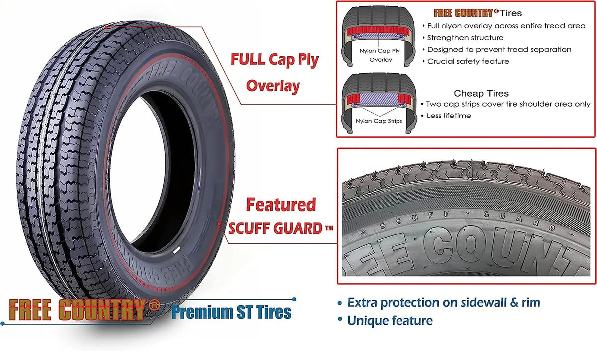 Heavy Duty Trailer Tires ST 205/75R14 8PR Load Range D Radial Set of 2 W710