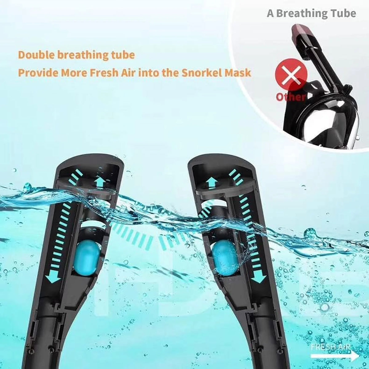 Double Tube Snorkeling Mask Anti-Fog Mirror X637