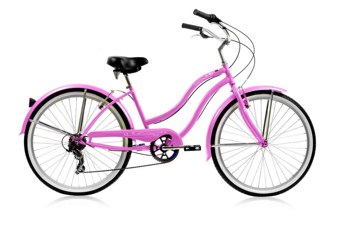 26 In. 7 Speed Beach Cruiser with Fender - Pink L418595