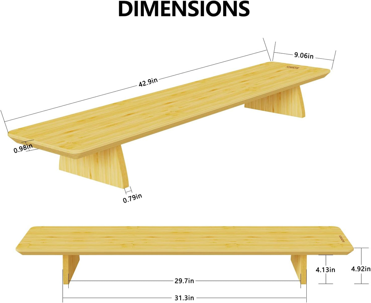 Large Bamboo Wood Monitor Stand Riser with Storage, Pack of 2 E7571