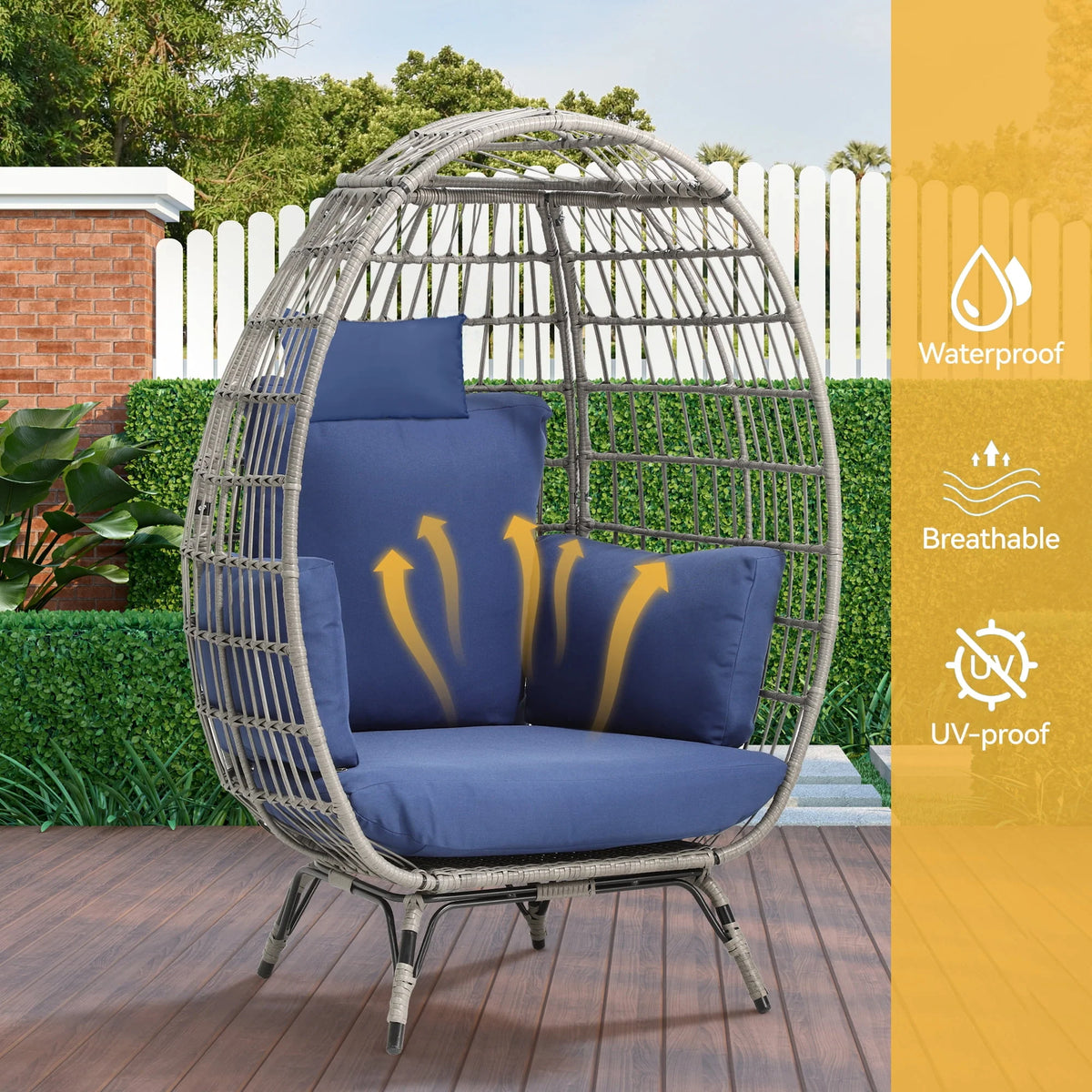 Egg Chair with Cushion Wicker PE Rattan O809