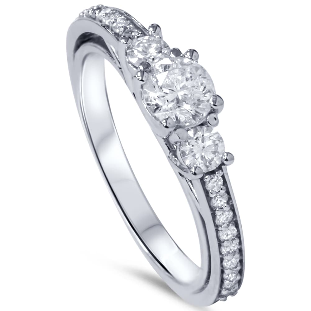 1 1/4ct 3-Stone Diamond Ring 14K White Gold U819301
