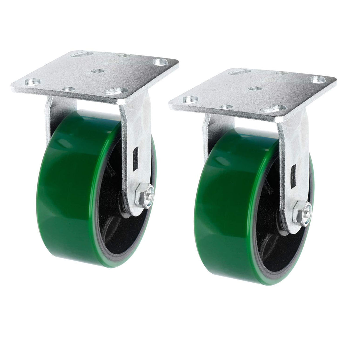 4 Quantity Heavy Duty Swivel w/Brake Rigid Polyurethane Mold on Steel Wheel Caster E329