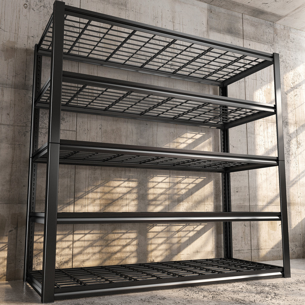 Heavy Duty 5 Tier Metal Wire Garage Storage Shelving Rack, Black U166319