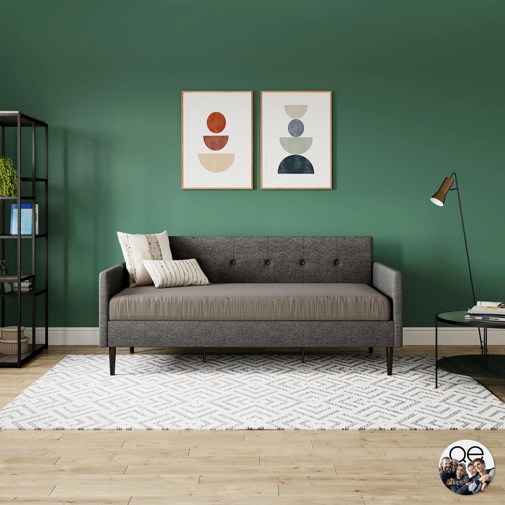 Gray Linen Twin Size Upholstered Daybed W192