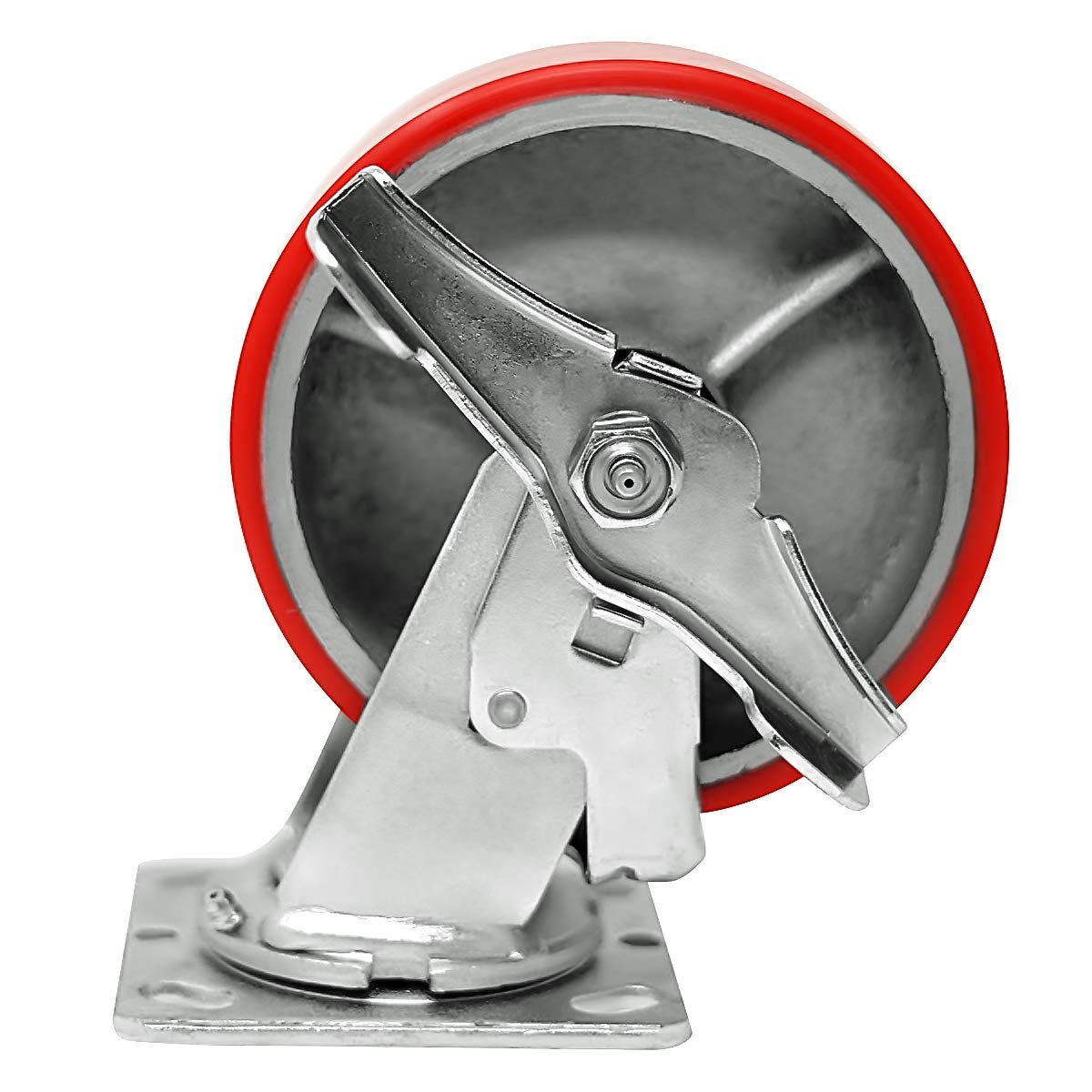 4 Quantity Heavy Duty Swivel w/Brake Rigid Polyurethane Mold on Steel Wheel Caster E329