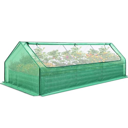 Galvanized Metal Raised Garden Bed with Cover 8x4x1 ft Y9713