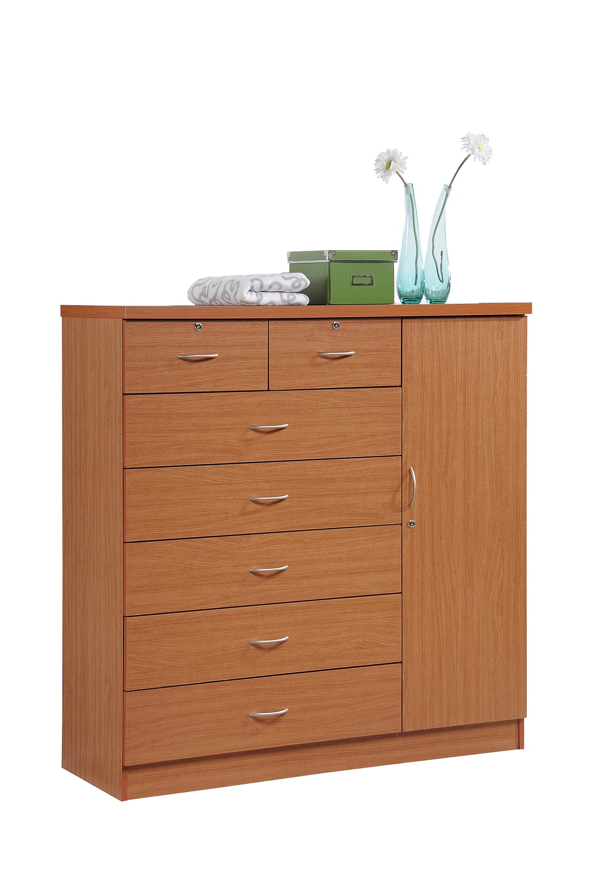 7 Drawer Dresser with Side Cabinet and 3 Shelves, Chocolate Z17150