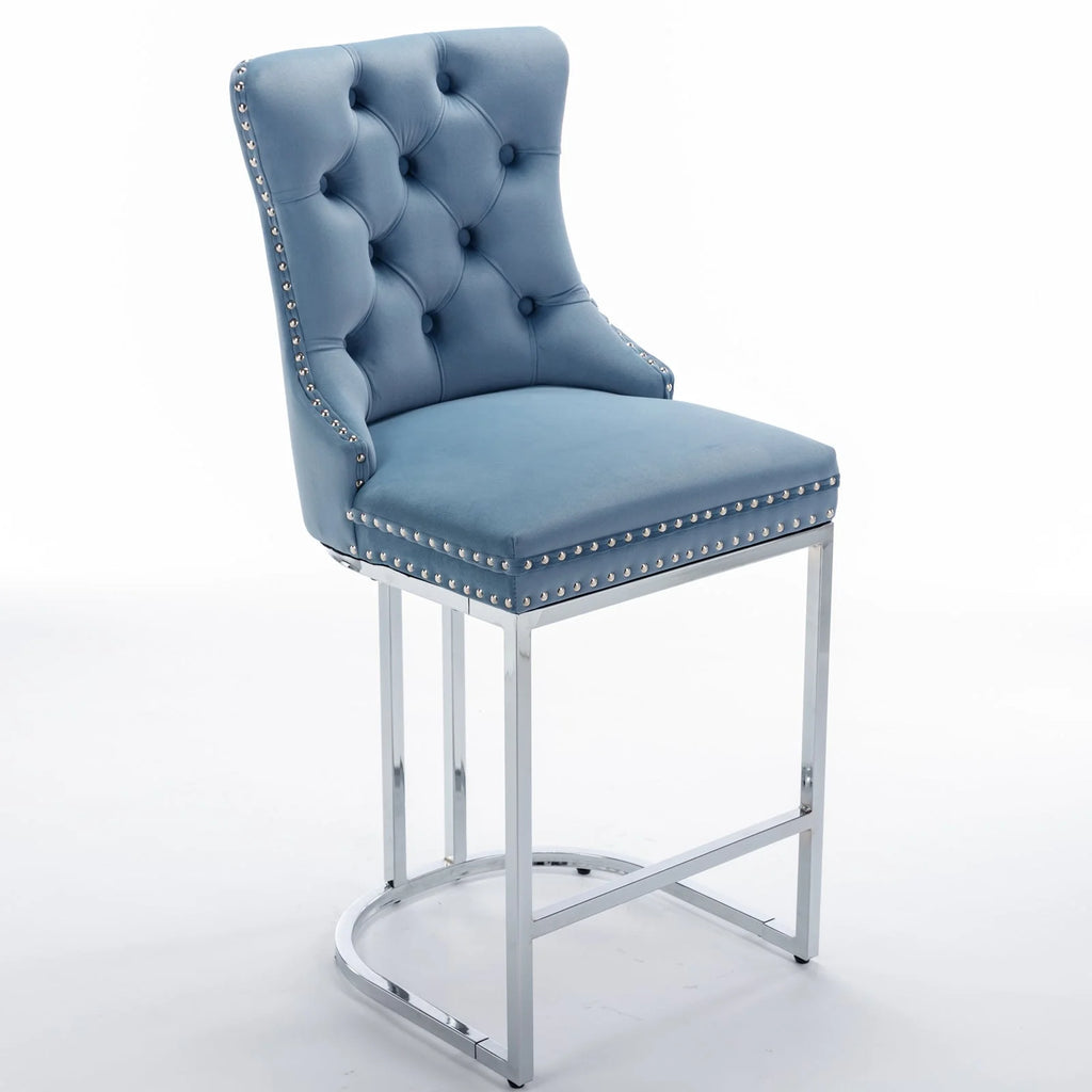 Light Blue Counter Height Bar Stools Set of 2 K608