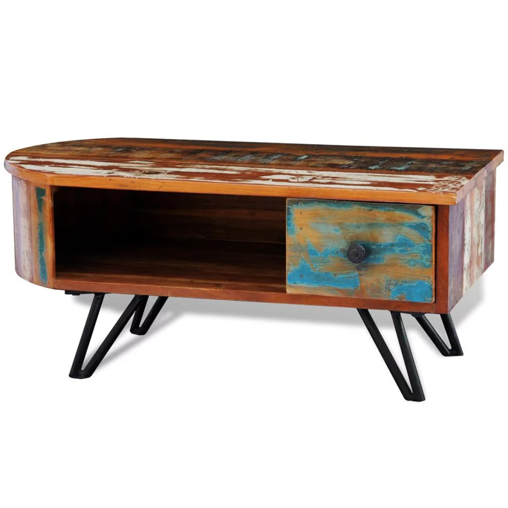 Solid Reclaimed Wood Coffee Table with Iron Pin Legs N398471