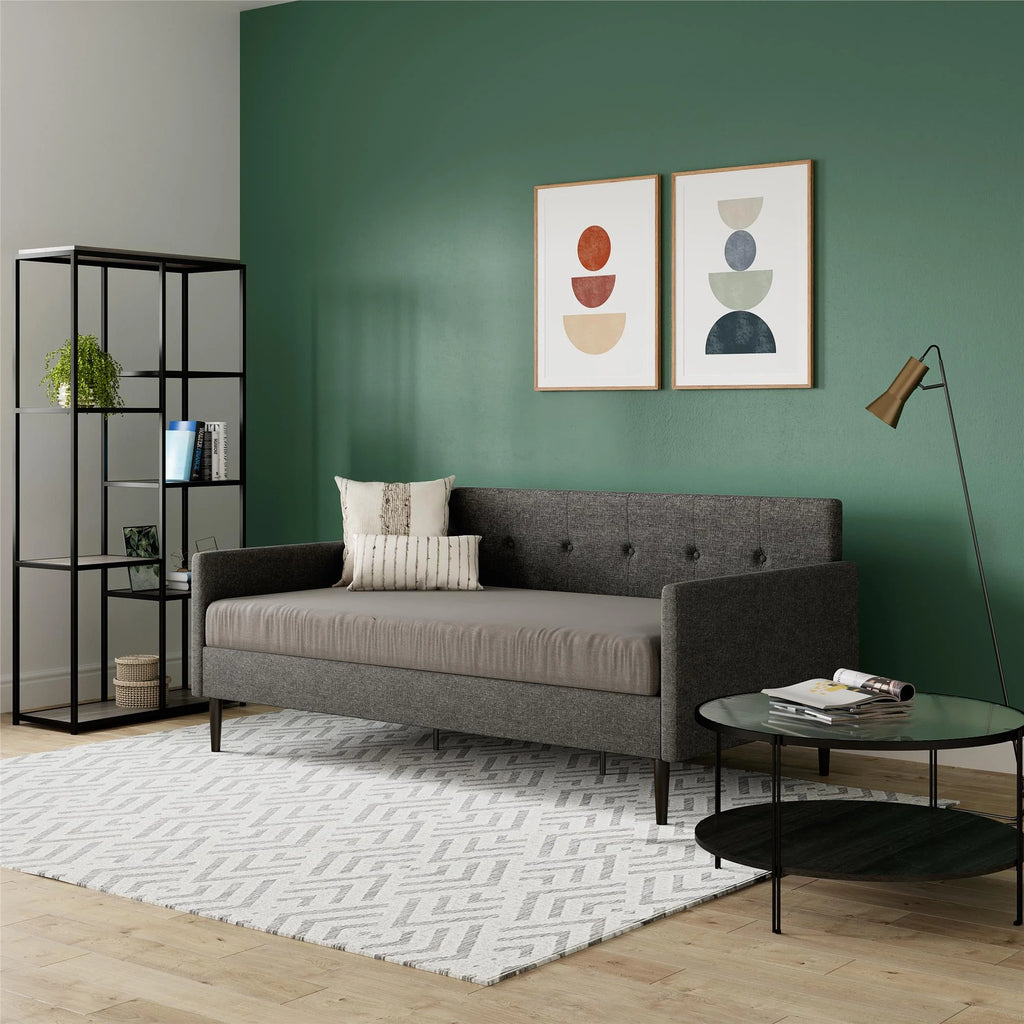 Gray Linen Twin Size Upholstered Daybed W192