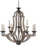 12-Light Weathered Pine Candle Chandelier A20749