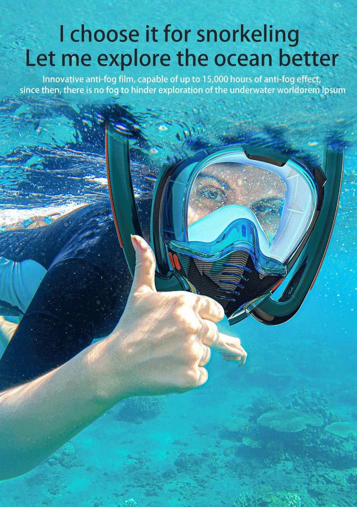 Double Tube Snorkeling Mask Anti-Fog Mirror X637