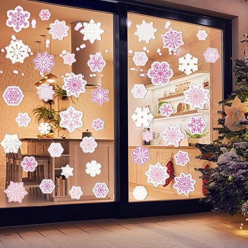 45 Pcs Christmas Snowflake Window Gel Clings F963