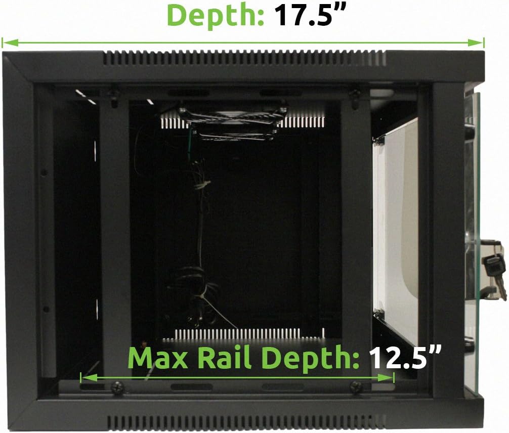 9U Wall Mount Server Cabinet Rack with Glass Door Locking Black A65391