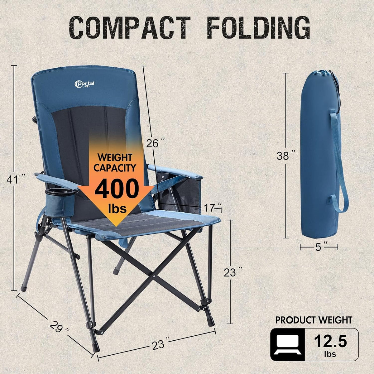 Folding Portable High Back Oversized Camping Chair V413
