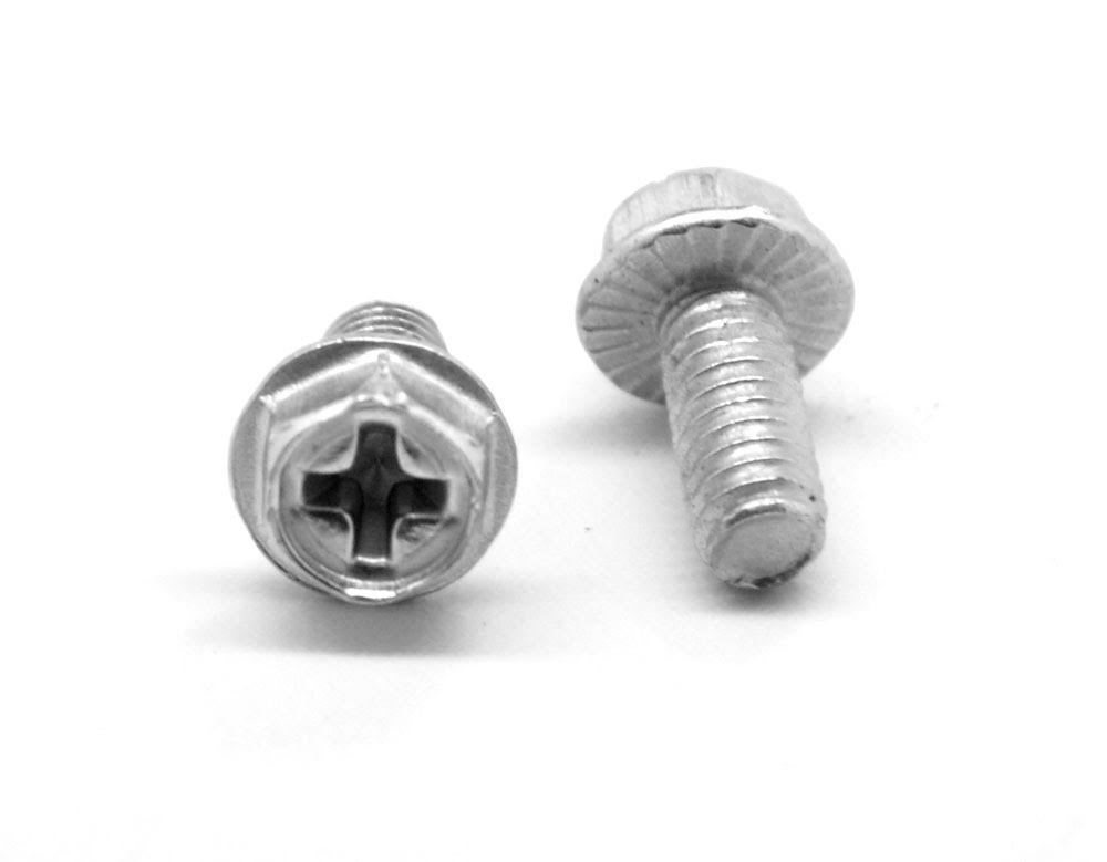 #6-32 x 5/16 Coarse Thread Machine Screw Phillips Hex Washer Head Nickel Plated E8150