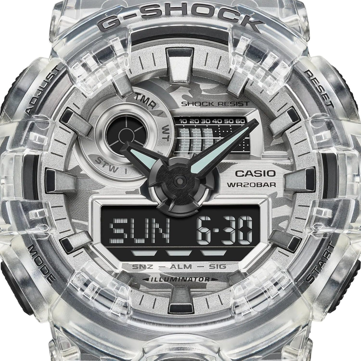 White/Black Digital Analog Camouflage Resin Band Watch W4766
