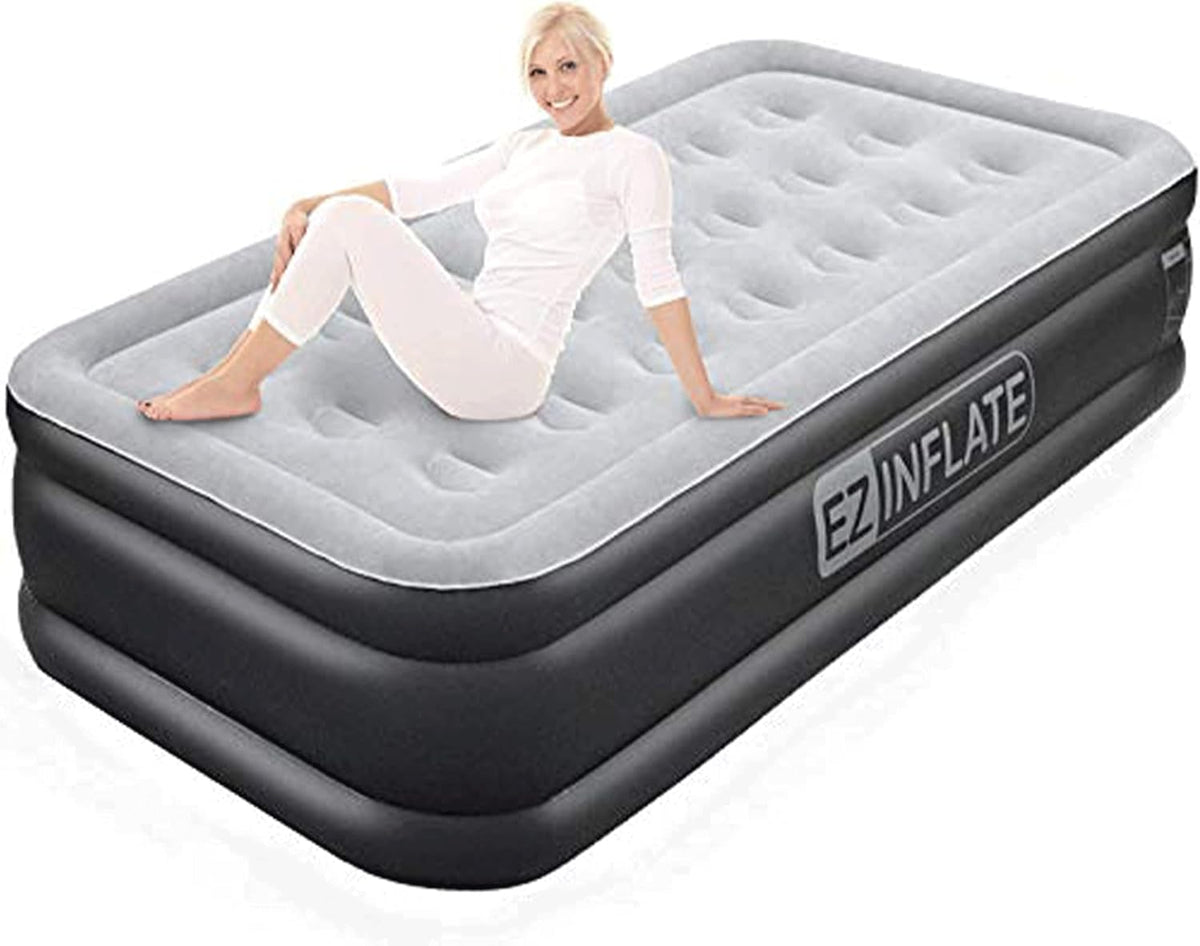 Twin Size Double-High Inflatable Air Mattress with Built in Pump S15096