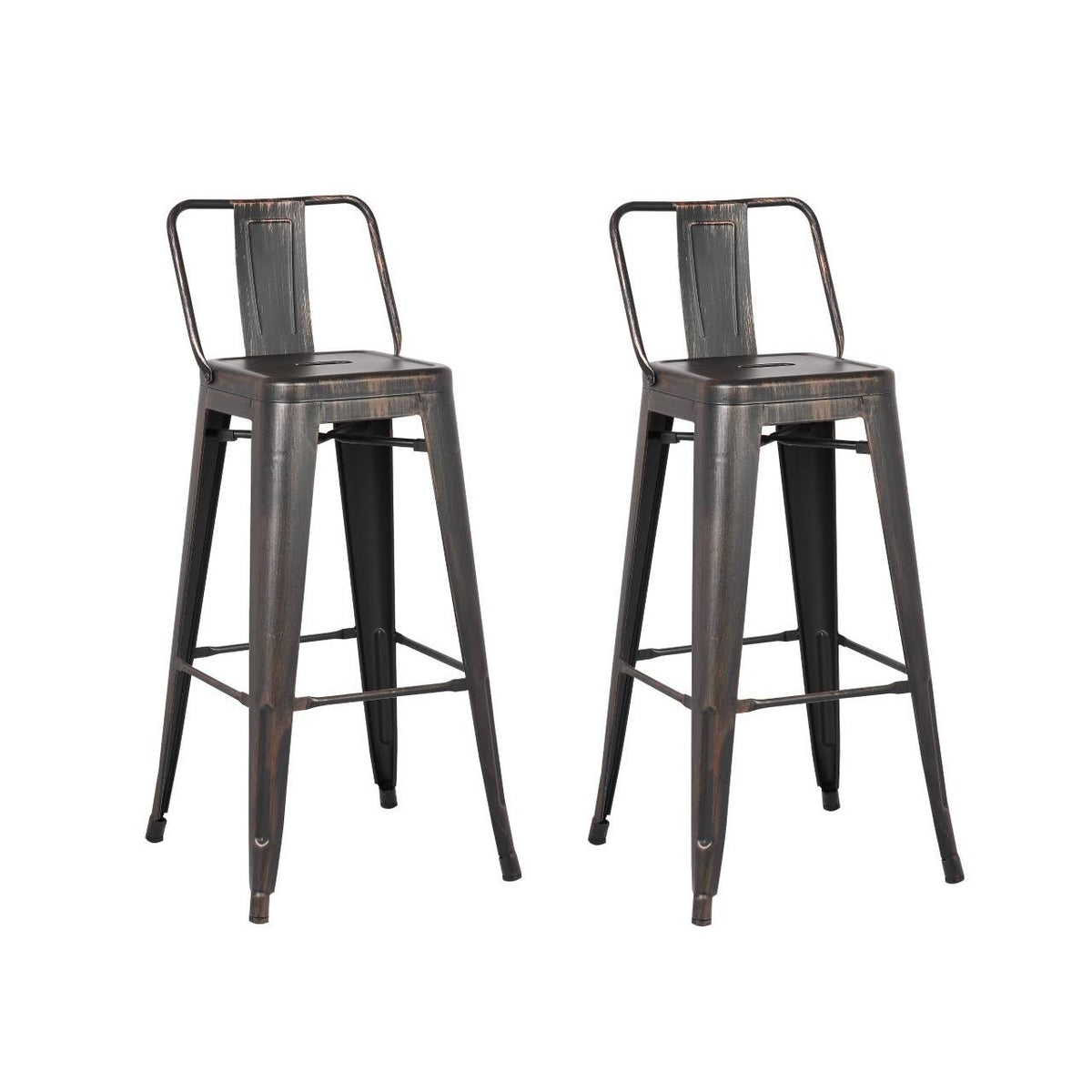 Steel Bar Stool, Rust - 2 count W272