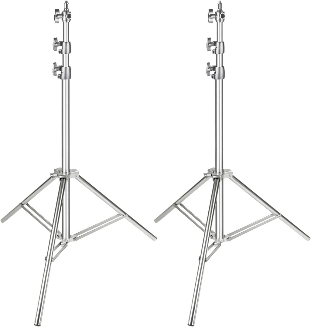 Stainless Steel Light Stand Silver 79 inches Foldable Heavy Duty Stand Pack of 2 Z869917