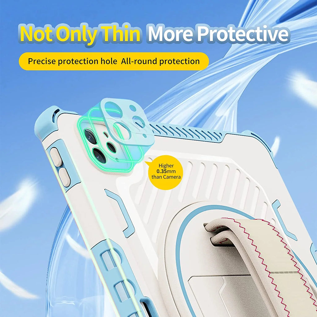 Heavy Duty Protective Case for iPad Air 10.9" and iPad Pro 11 inch with 360° Rotating Hand Strap & Stand G751