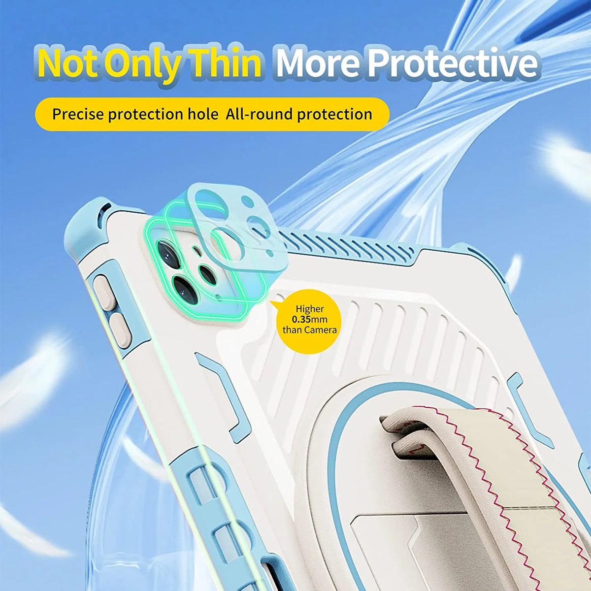 Heavy Duty Protective Case for iPad Air 10.9" and iPad Pro 11 inch with 360° Rotating Hand Strap & Stand G751