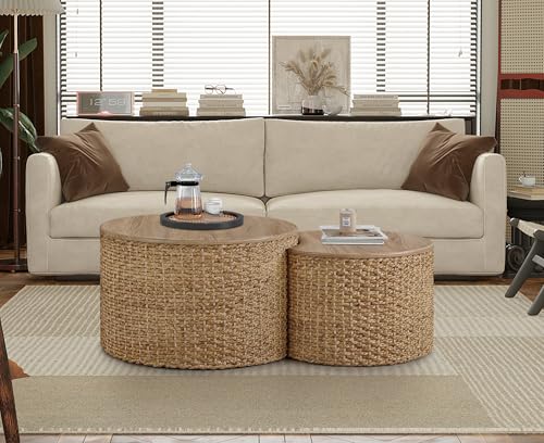Set of 2 Woven Coffee Table with Storage F48497