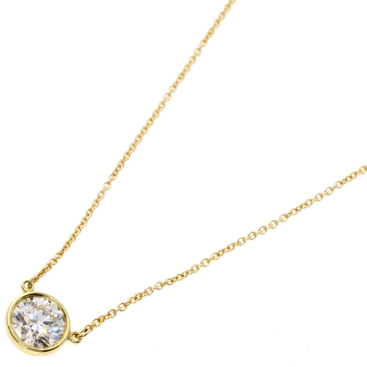 Tiffany Diamond Necklace K18 Yellow Gold Y57575