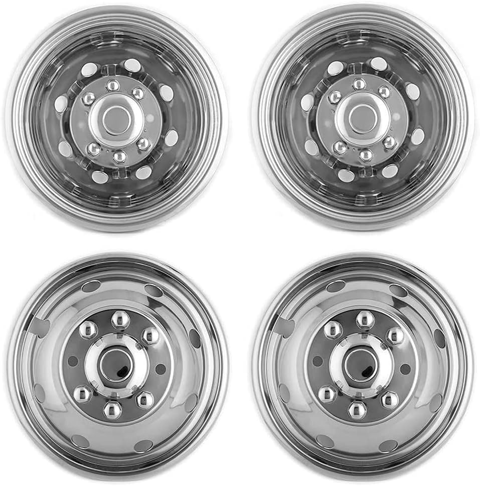 4pcs 17inch Polished Stainless Steel Dually Wheel Simulators with Removable Centre Cap J63251