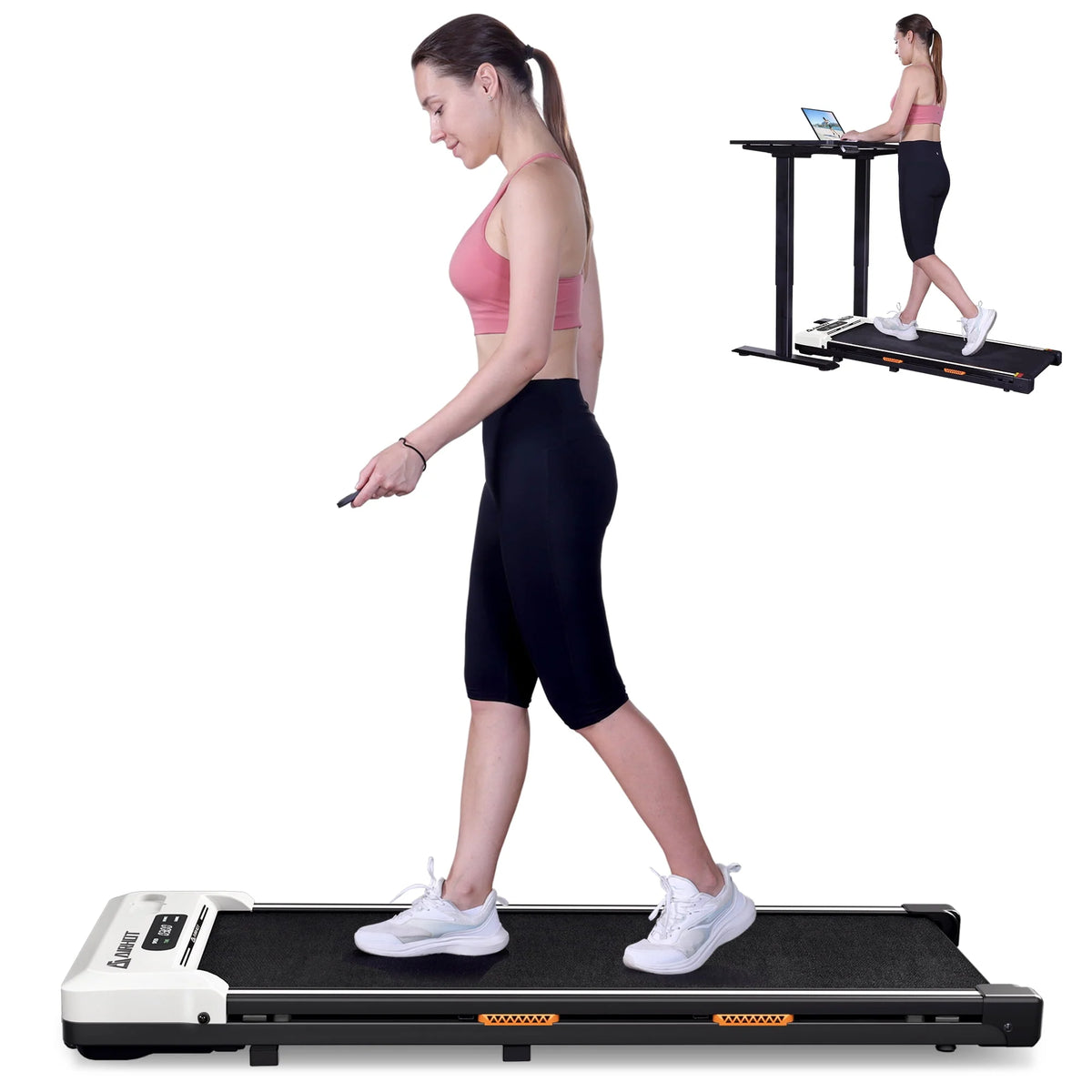 2 in 1 Portable Treadmill with Remote Control Lanyard, Black R688