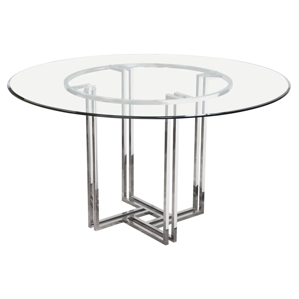 Round Stainless Steel Dining Table with Tempered Glass Top V247