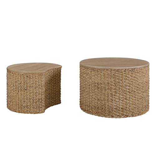 Set of 2 Woven Coffee Table with Storage F48497