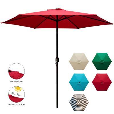 9 ft. Market Outdoor Patio Umbrella with Push Button Tilt and Crank in Red L2778