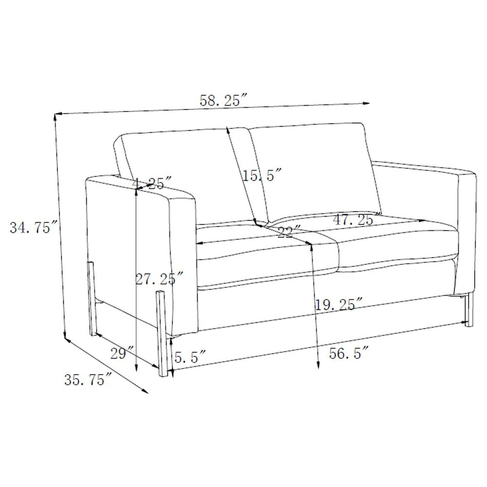 Sage Upholstered Fabric Loveseat with Track Arms J292600