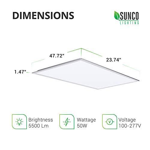 6 Pack LED Ceiling Panel, 2x4 ft, 50W, Dimmable, 5500 lm, 5000K Daylight, Direct Wire N531078