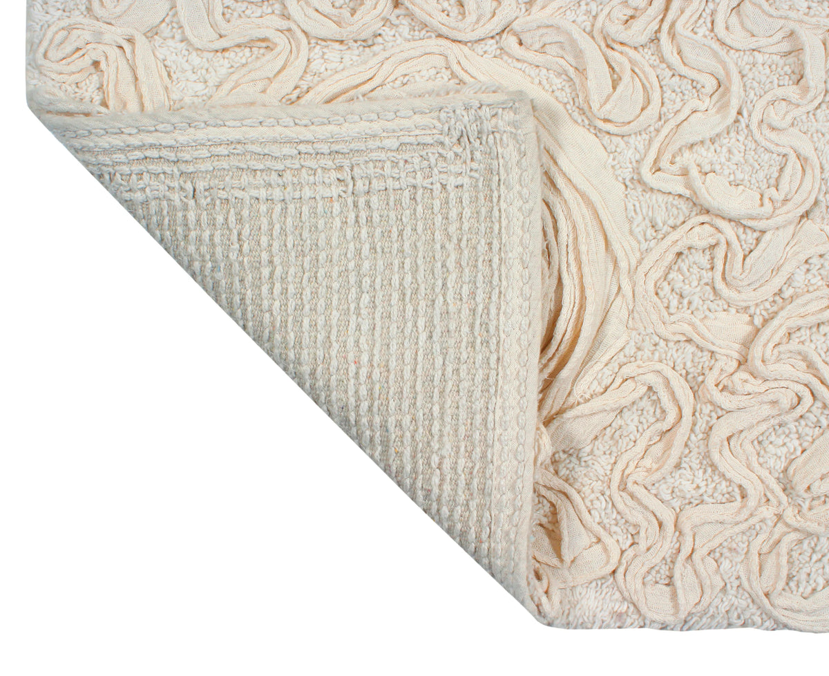 100% Cotton Tufted Bath Rugs, 4 Piece Set with Runner, Ivory E424274