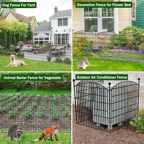 10 Panels No Dig Decorative Garden Fence 40 in x 23.6 ft Rustproof Metal Fencing J4421