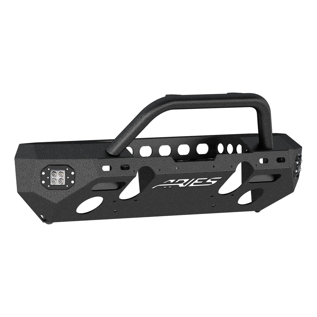 Black Aluminum Front Bumper with LED Lights and Winch Mount F102398