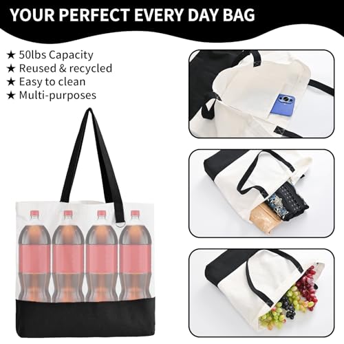 6 Pack Canvas Tote Bags with Zipper Z46192